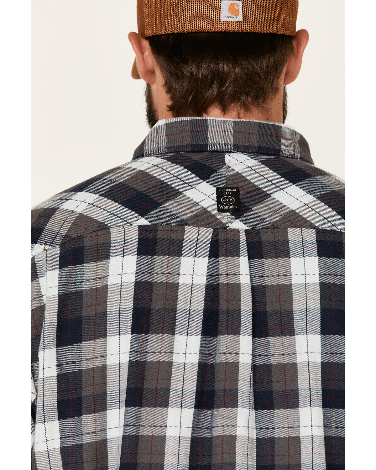 Image #5 - ATG by Wrangler Men's All Terrain Cabernet Plaid Long Sleeve Western Flannel Shirt, Red, hi-res