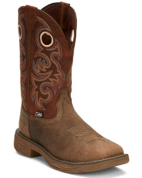 Justin Men's Rush Western Boots - Composite Toe, Brown, hi-res