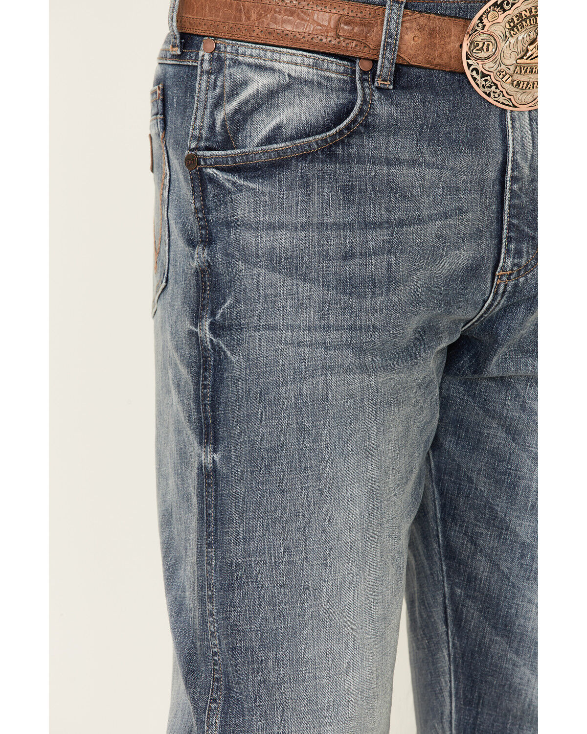 Image #2 - Wrangler Retro Men's Greeley Light Wash Stretch Relaxed Bootcut Jeans - Tall, Medium Wash, hi-res