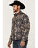 Image #2 - Hooey Men's Southwestern Print Softshell Jacket, Charcoal, hi-res