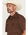 Image #2 - Gibson Trading Co Men's Gamer Geo Print Short Sleeve Snap Western Shirt, Brown, hi-res