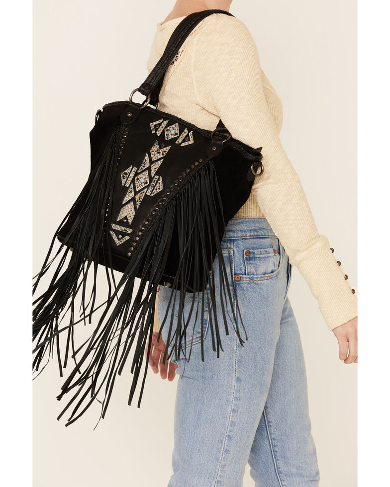 Idyllwind Women's Wild Roamer Fringe Tote Bag, Black, hi-res