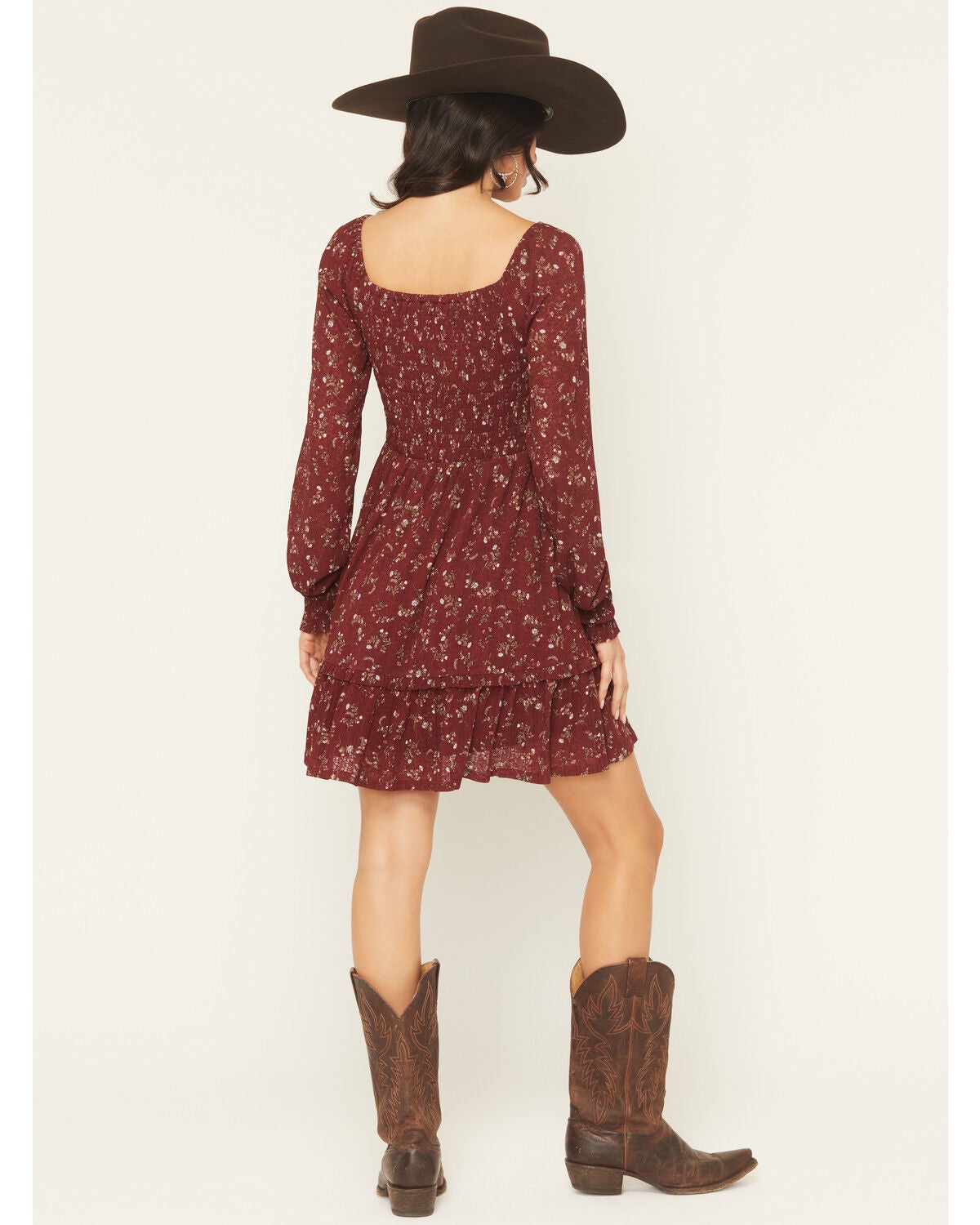Image #5 - Idyllwind Women's Pippin Ditsy Floral Print Long Sleeve Mini Dress, Cherry, hi-res