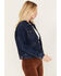 Image #2 - Wrangler Women's Flannel Lined Medium Wash Pleated Denim Jacket, Blue, hi-res