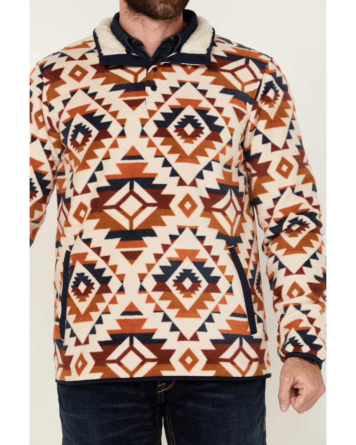 Image #3 - Cody James Men's Base Camp Southwestern Print 1/4 Snap Pullover, Tan, hi-res