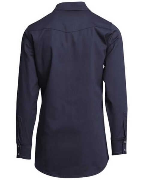 Image #2 - Lapco Men's FR Solid Long Sleeve Snap Western Work Shirt , Navy, hi-res