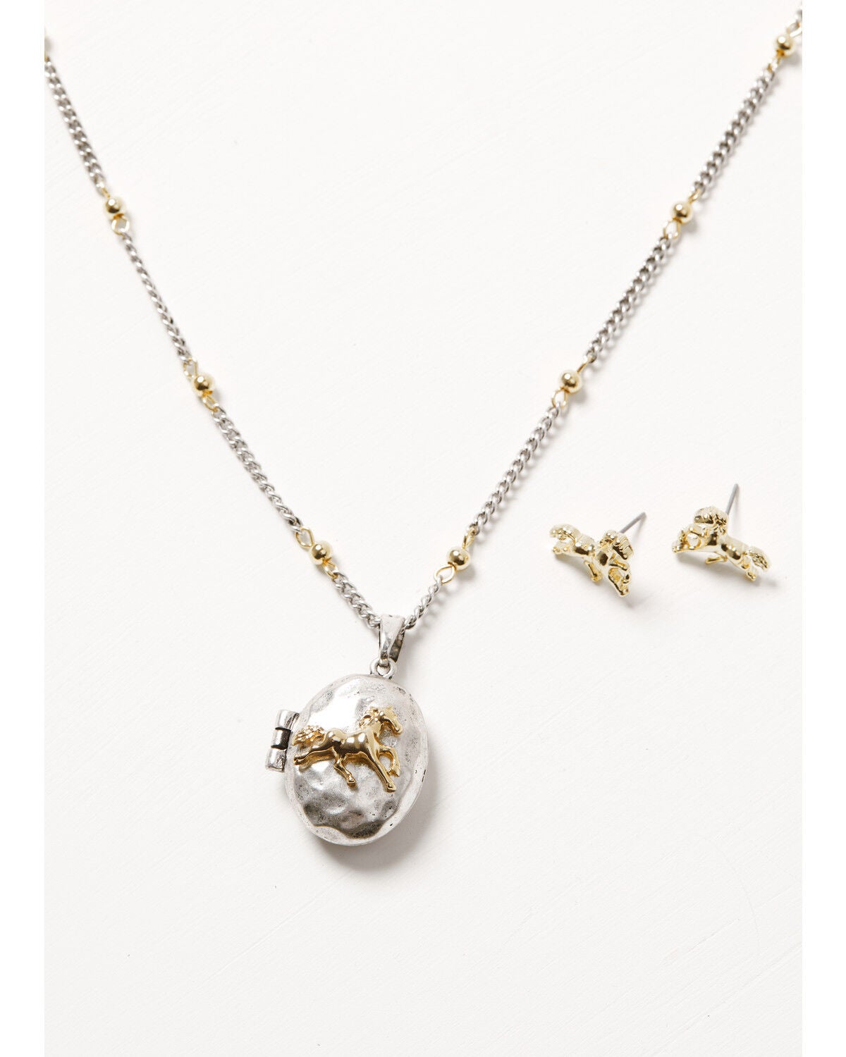 Image #1 - Shyanne Women's Western Muse Horse Locket Jewelry Set - 2 Piece, Gold, hi-res