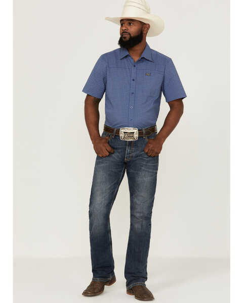 Image #2 - Kimes Ranch Men's Spyglass Mini Check Short Sleeve Button Down Western Shirt , Blue, hi-res