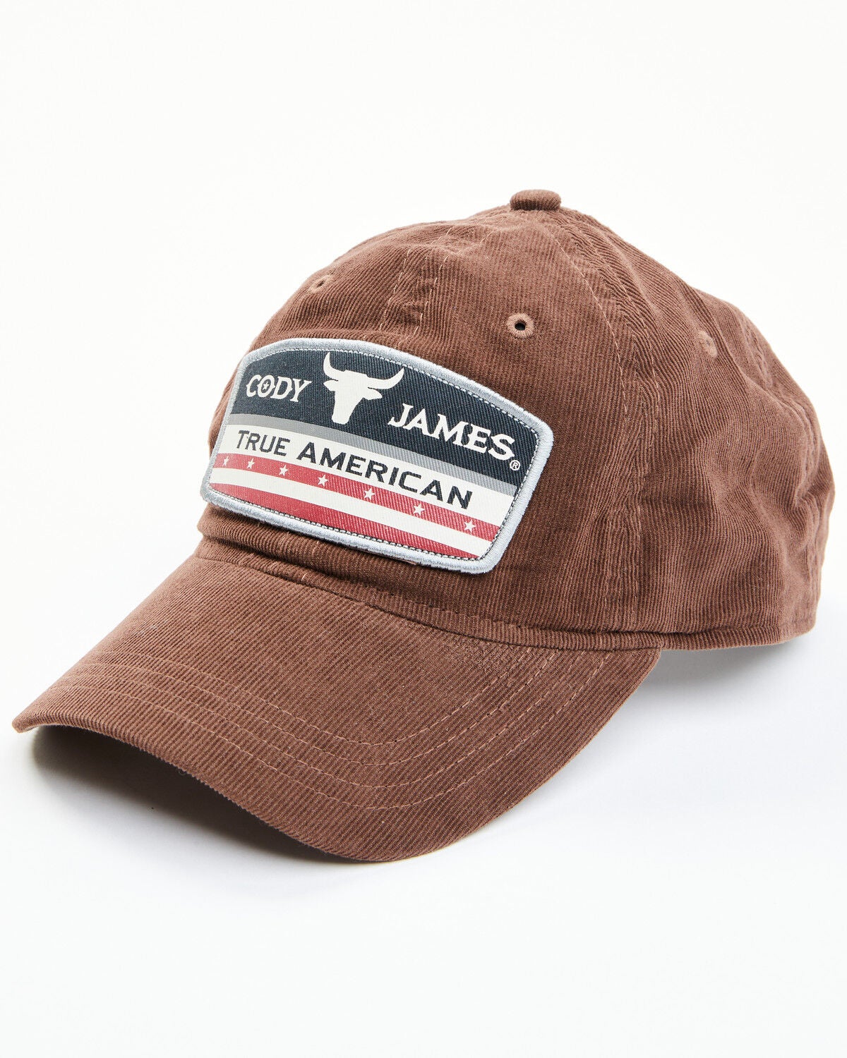 Cody James Men's Corduroy True American Logo Patch Ball Cap, Brown, hi-res