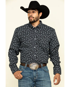 Cody James Core Men's Spurs Small Paisley Print Long Sleeve Western Shirt , Black, hi-res