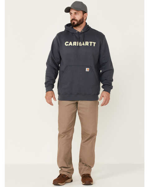 Image #2 - Carhartt Men's Loose Fit Midweight Logo Hooded Work Sweatshirt , Blue, hi-res