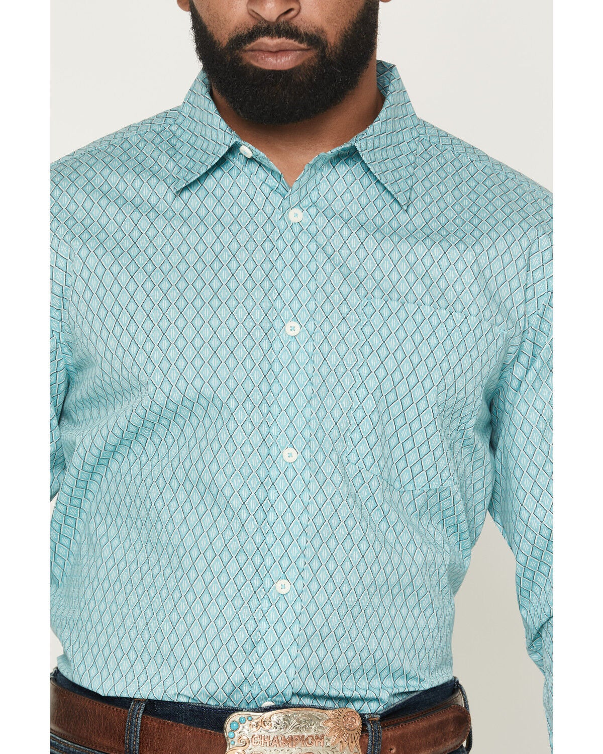 Image #3 - Gibson Trading Co Men's River Flow Medallion Print Long Sleeve Button-Down Western Shirt - Tall, Light Blue, hi-res