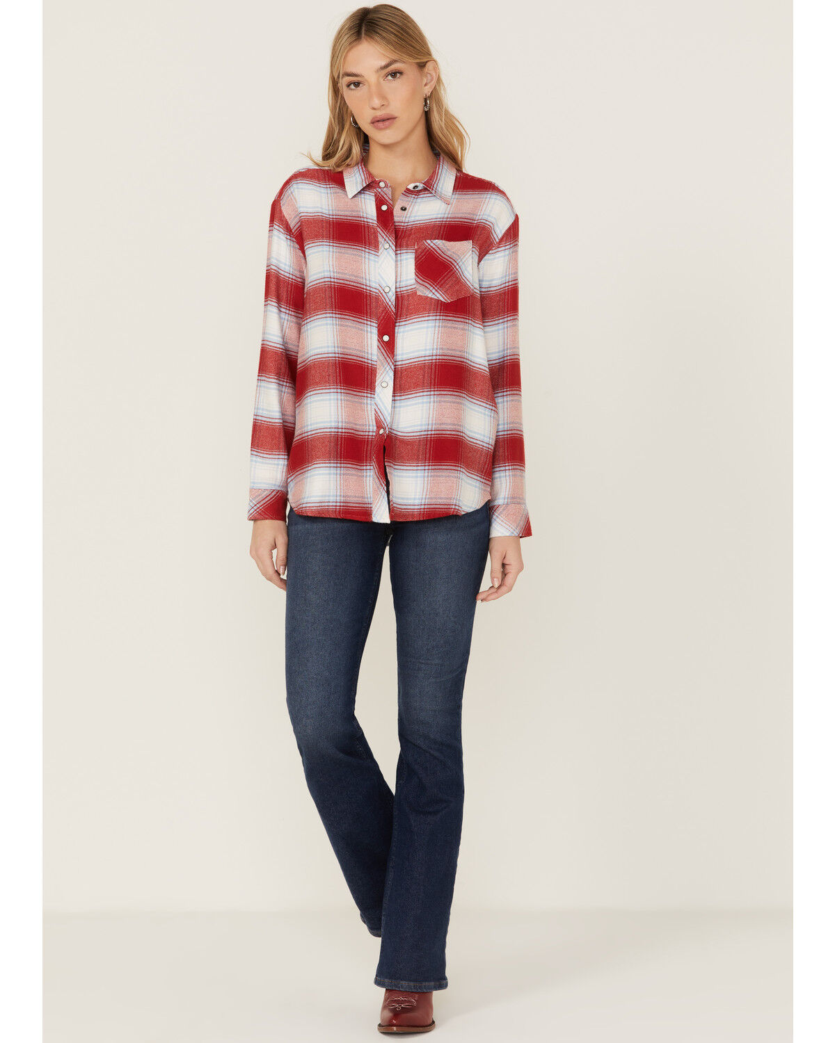 Image #5 - Idyllwind Women's Sycamore Ridge Plaid Print Relaxed Flannel Snap Shirt, , hi-res
