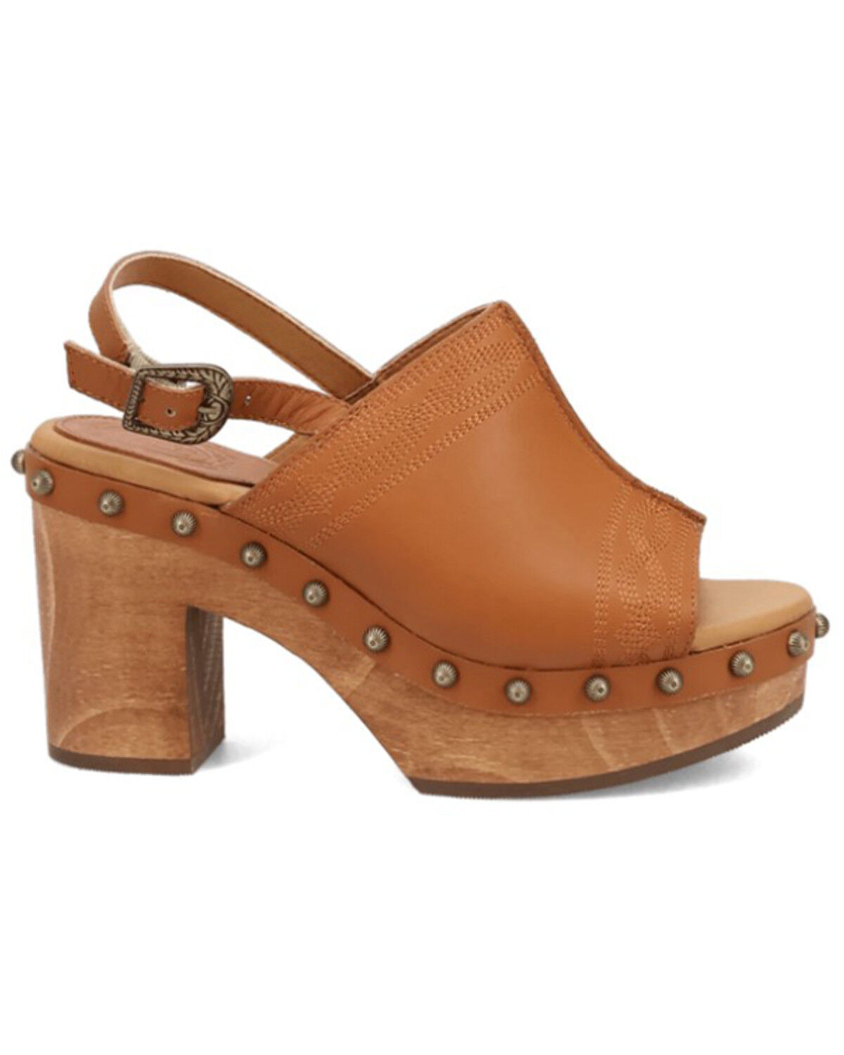 Image #2 - Dingo Women's Clover Wooden Sandals, Brown, hi-res