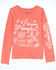 Image #1 - Wrangler Girls' Western Icon Long Sleeve Graphic Tee, Coral, hi-res