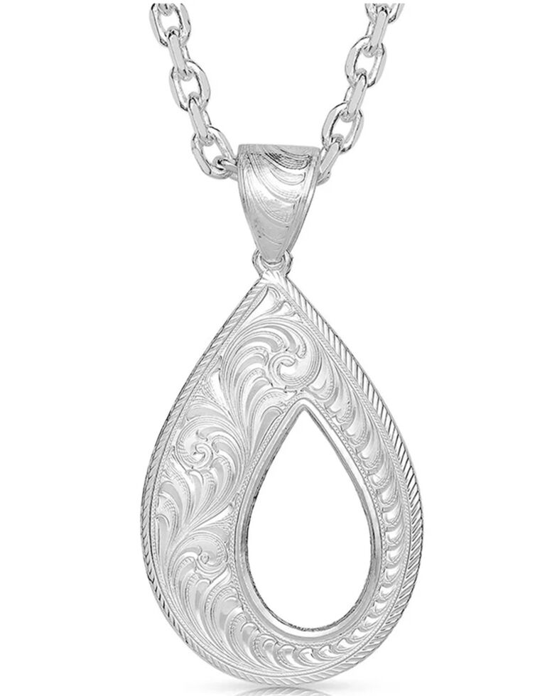 Montana Silversmiths Women's Teardrop Hollow Necklace, Silver, hi-res