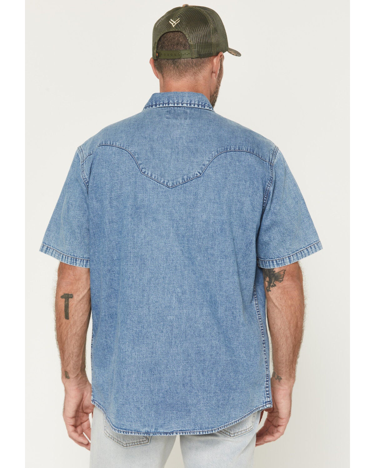 Wrangler Men's Brushpopper Vintage Denim Short Sleeve Snap Western