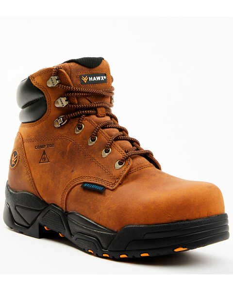 Hawx Men's Enforcer 6" Lace-Up Waterproof Hiking Work Boot - Composite Toe, Brown, hi-res