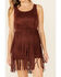 Image #3 - Idyllwind Women's Lady Luck Faux Suede Fringe Dress, Rust Copper, hi-res