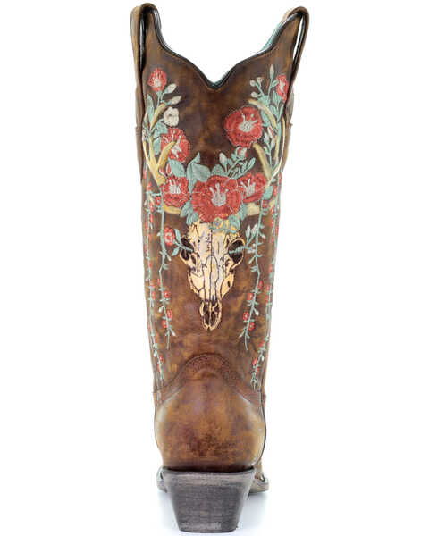 Corral Women's Deer Skull Western Boots - Snip Toe, Tan, hi-res