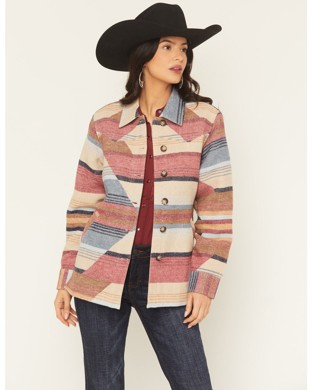 Image #1 - Idyllwind Women's Mistywinds Printed Blanket Shacket, Rose, hi-res