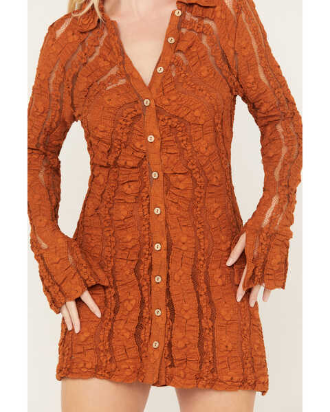 Image #3 - Free People Women's Shayla Lace Mini Dress, Orange, hi-res