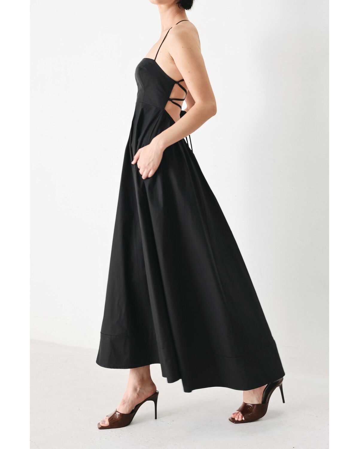 Image #2 - Flying Tomato Women's Pure Line Woven Midi Dress, Black, hi-res