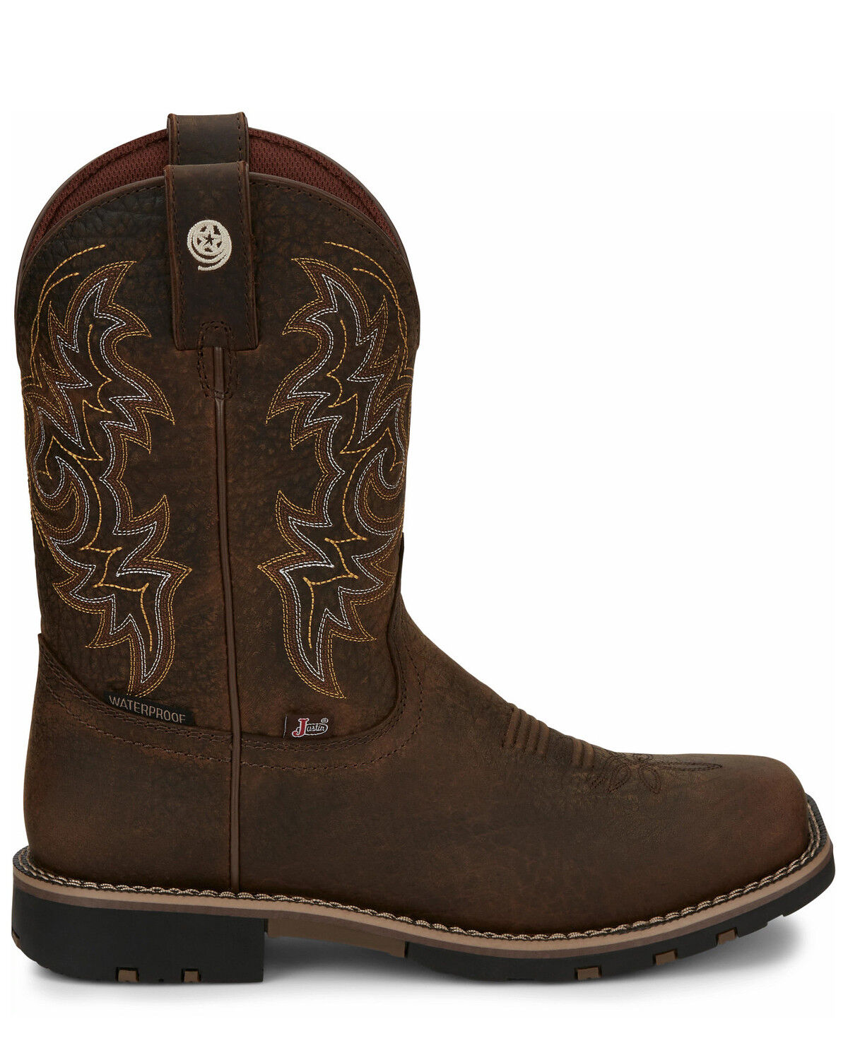 Image #2 - Justin Men's Fireman Brown Western Boots - Square Toe, Brown, hi-res