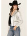 Image #1 - Mauritius Leather Women's Adeni Iridescent Leather Jacket, Silver, hi-res