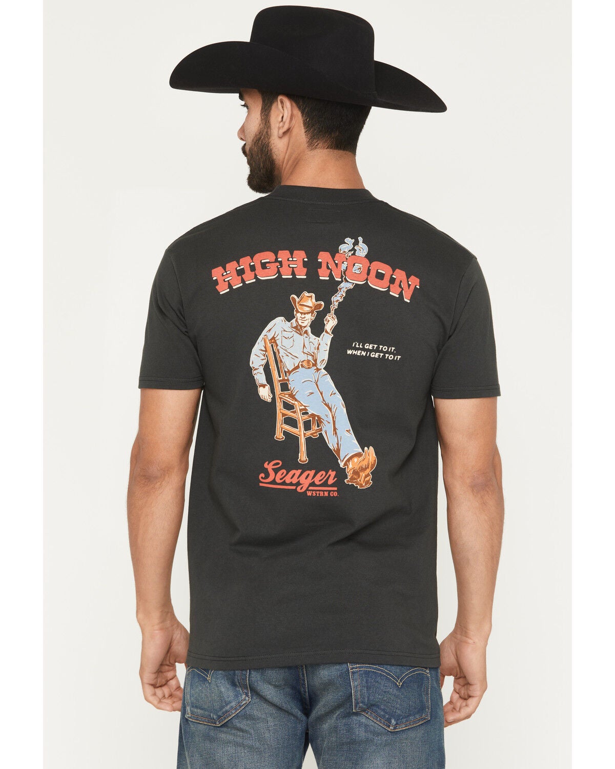 Image #1 - Seager Men's High Noon Short Sleeve Graphic T-Shirt, Black, hi-res