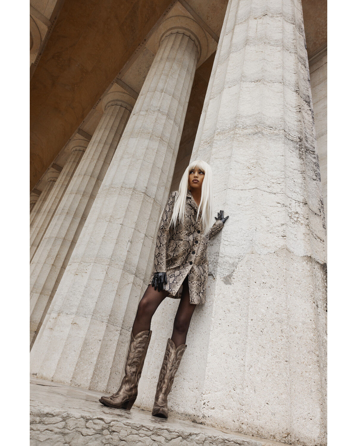 Image #1 - BLANKNYC Women's Snake Print Faux Leather Coat, Tan, hi-res
