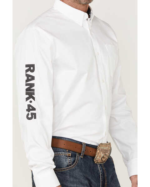 Image #3 - RANK 45® Men's Solid Performance Twill Logo Long Sleeve Button-Down Western Shirt , White, hi-res