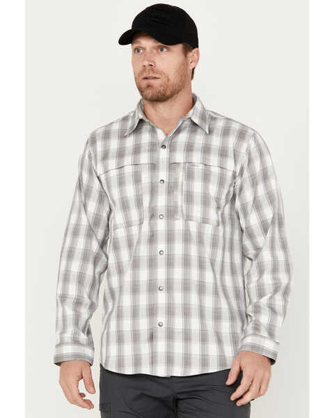 Image #1 - Dickies Men's Temp IQ Plaid Long Sleeve Western Snap Work Shirt, Charcoal, hi-res