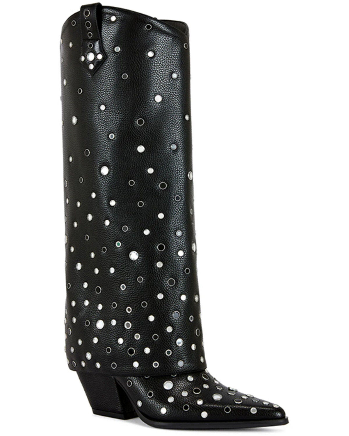 Azalea Wang Women's Madlock Embellished Tall Western Boots - Round Toe, Black, hi-res