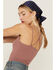 Image #2 - By Together Women's Ribbed Strappy Back Linen Cami , Mauve, hi-res