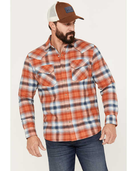 Pendleton Men's Wyatt Plaid Long Sleeve Snap Western Shirt, Red, hi-res