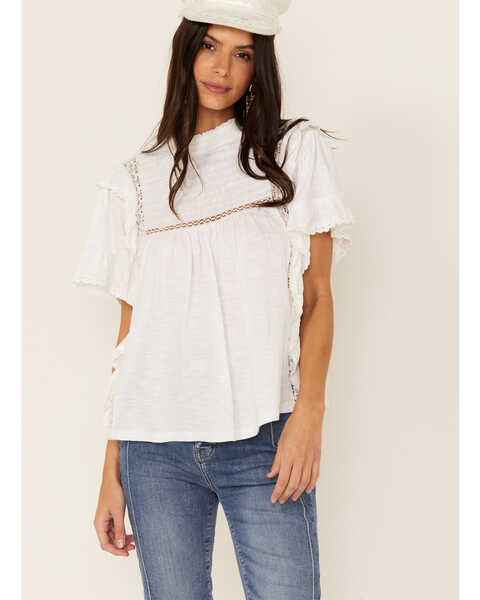 Image #1 - Free People Women's Le Femme Tee, White, hi-res