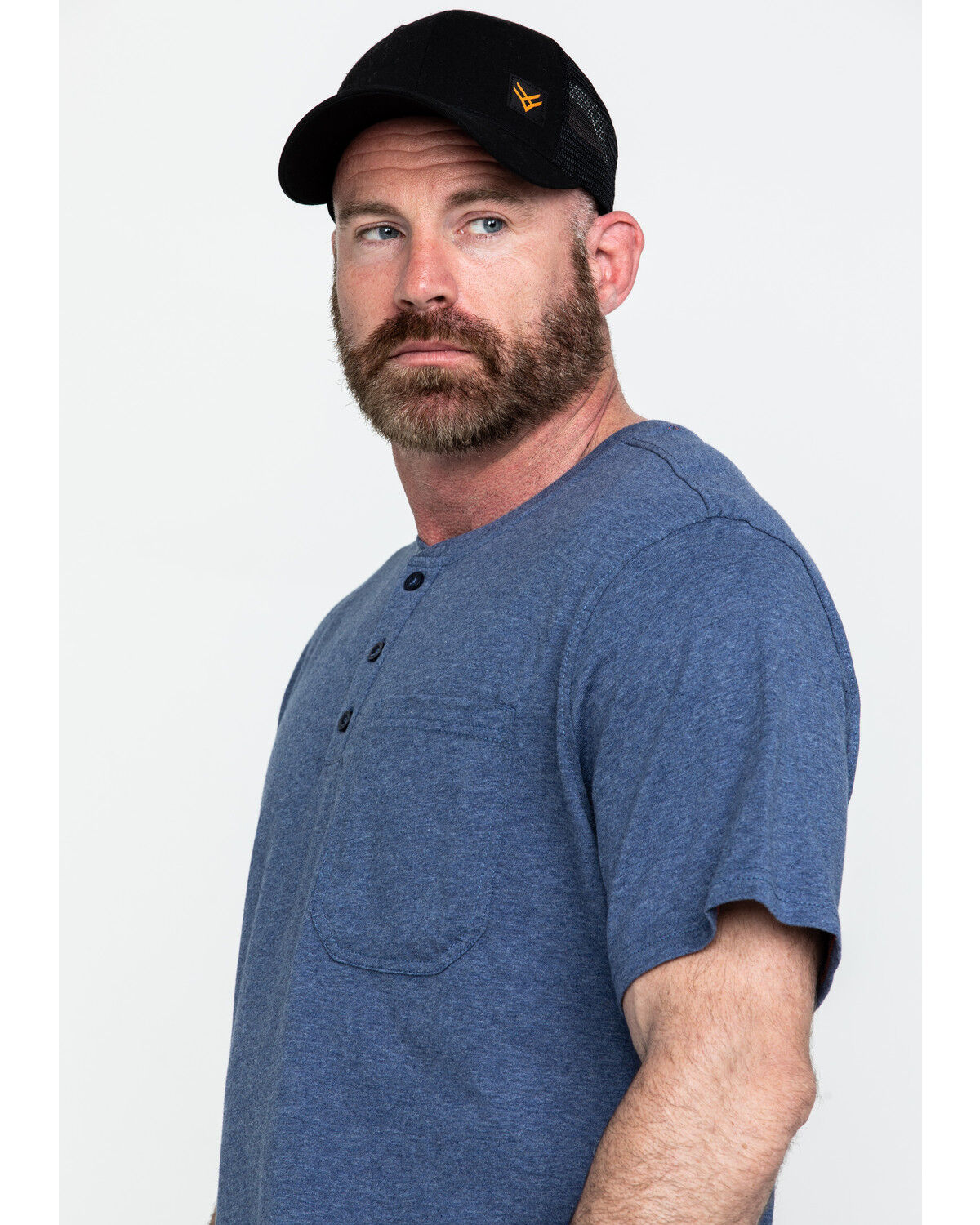 Image #4 - Hawx Men's Pocket Henley Short Sleeve Work T-Shirt - Tall, Heather Blue, hi-res