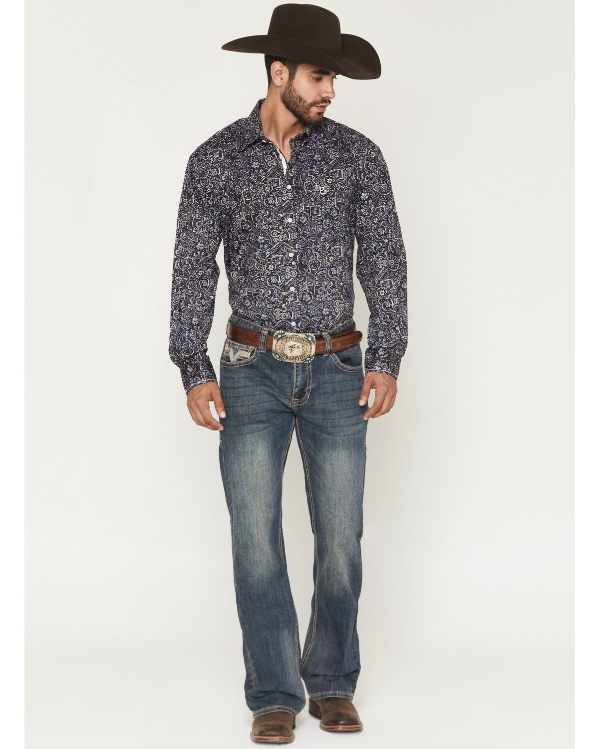 Image #1 - Rock & Roll Denim Men's Double Barrel Reflex Medium Wash Bootcut Stretch Denim Jeans, Medium Wash, hi-res