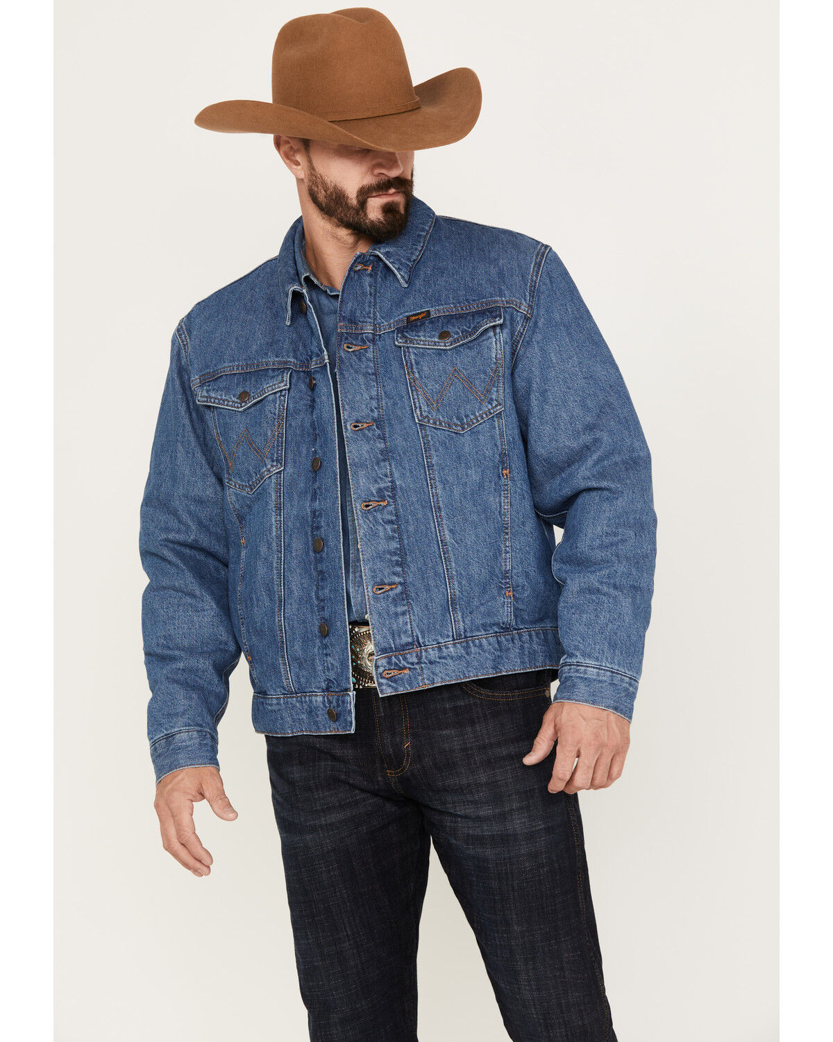 Image #1 - Wrangler Men's Serape Lined Denim Jacket, Blue, hi-res
