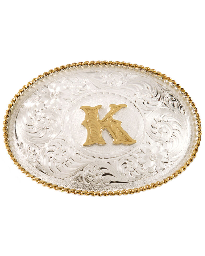 Montana Silversmiths Initial "K" Buckle, Silver, hi-res