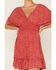 Image #3 - Lush Women's Ditsy Floral Print Dolman Dress, Red, hi-res