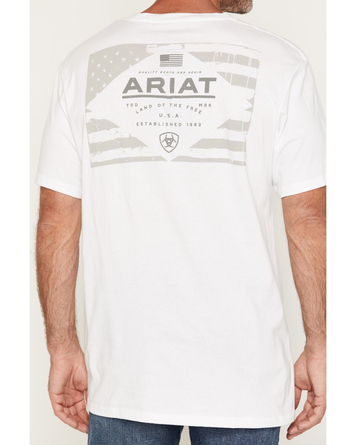 Image #4 - Ariat Men's Lockup Flag Painted Short Sleeve Graphic T-Shirt, White, hi-res