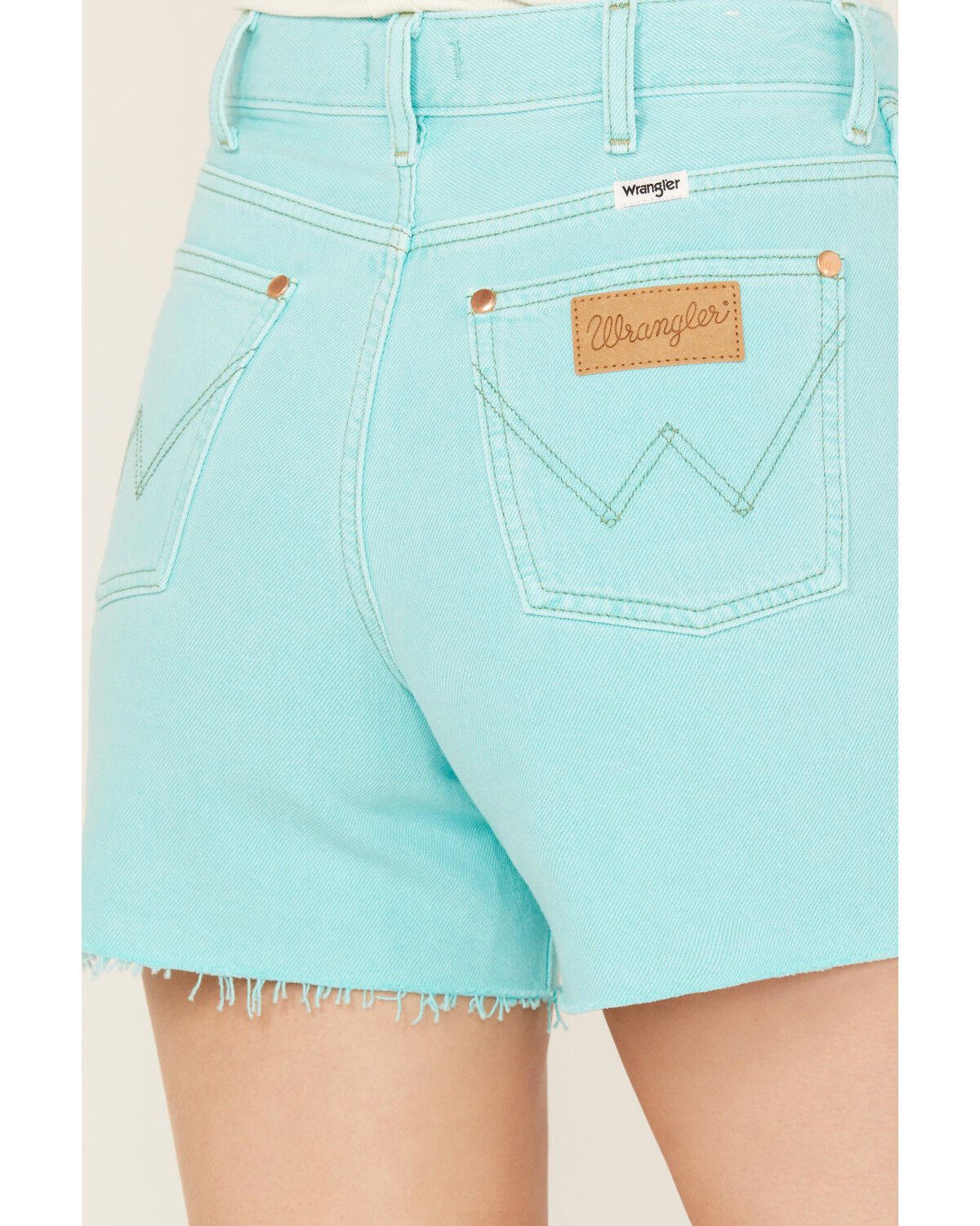 Image #4 - Wrangler Women's High Rise A-Line Cutoff Shorts, Teal, hi-res