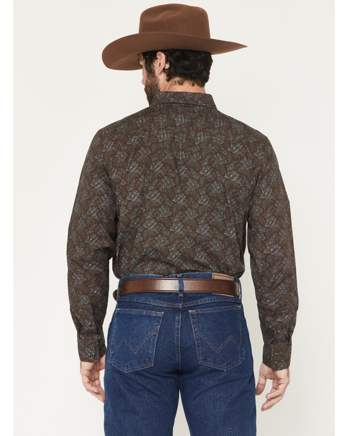 Image #4 - Gibson Trading Co Men's Groovin Floral Print Long Sleeve Snap Western Shirt - Big, Dark Brown, hi-res