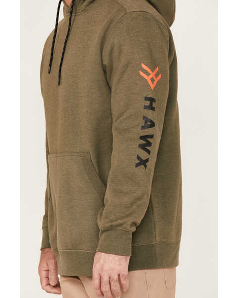 Image #3 - Hawx Men's Primo Logo Graphic Fleece Hooded Work Sweatshirt, Olive, hi-res