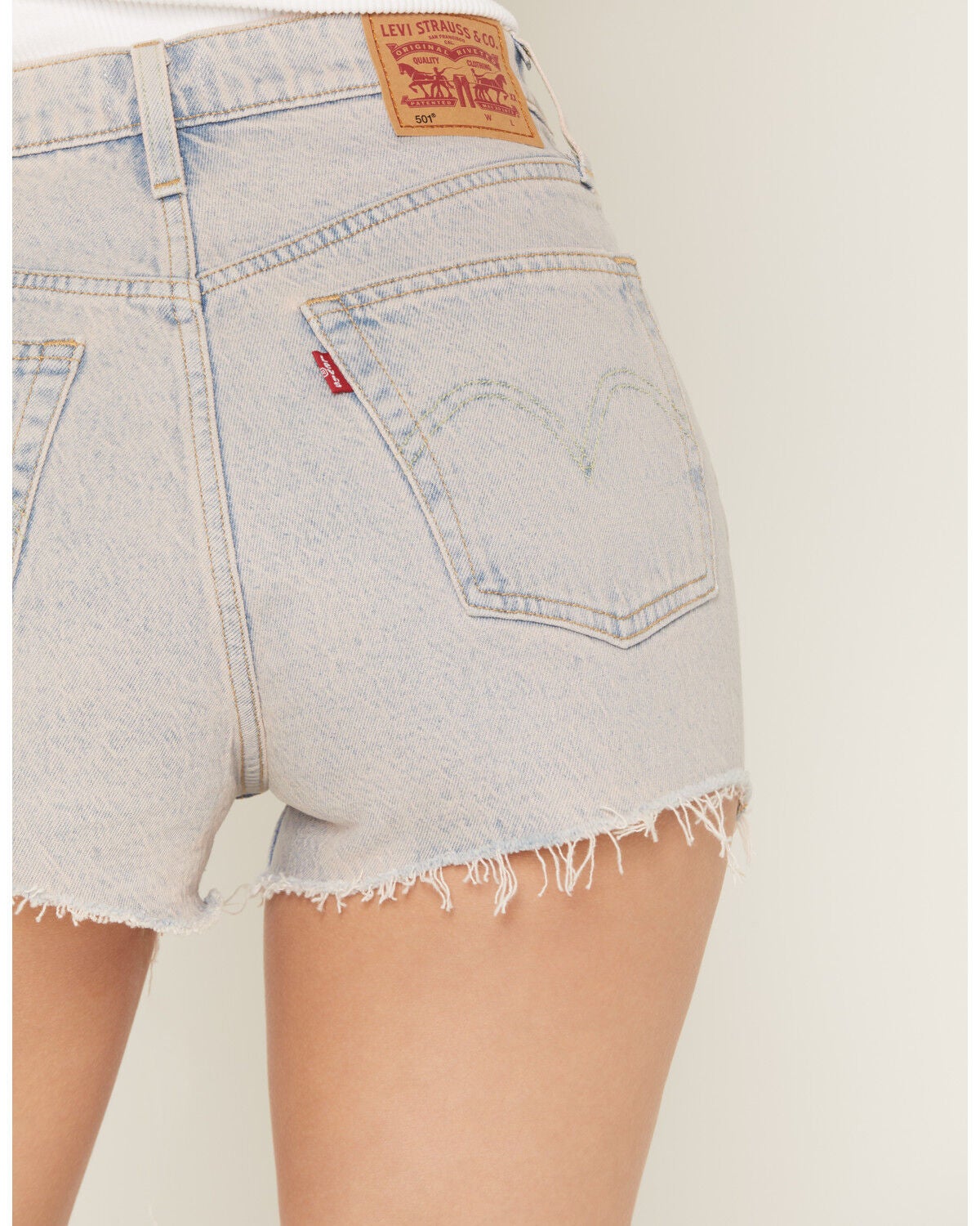 Image #4 - Levi's Women's 501&reg; Original Light Wash High Rise Stretch Denim Shorts, Light Wash, hi-res