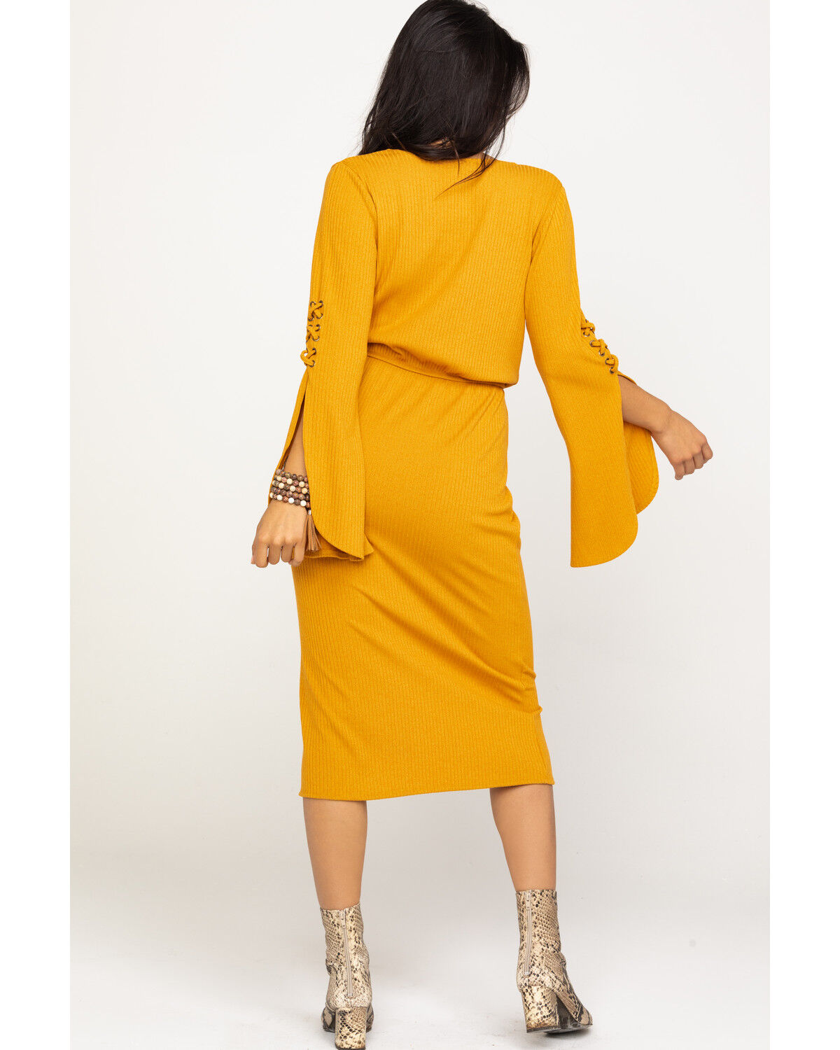 mustard denim dress