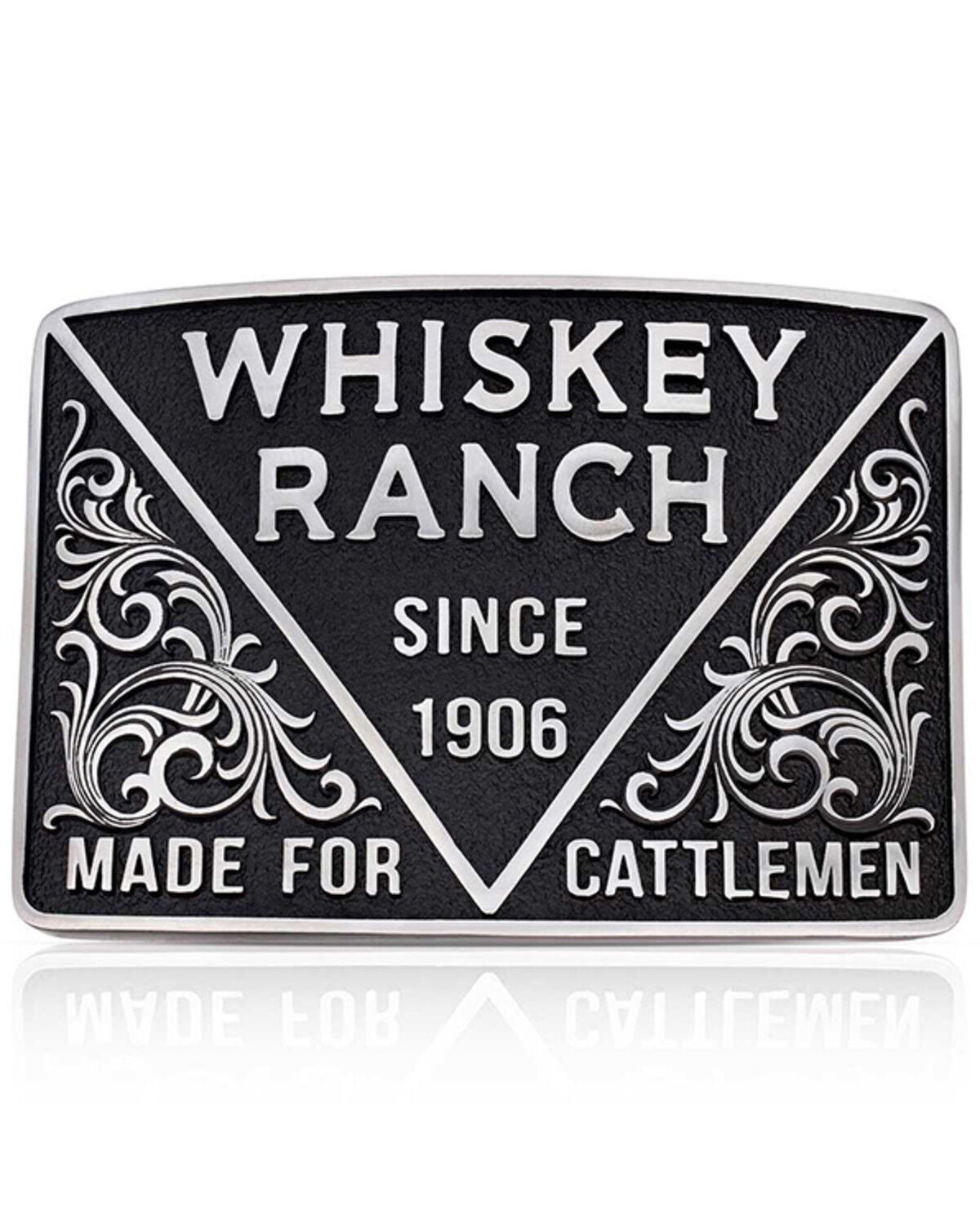Montana Silversmiths Men's 1906 Cattleman Whiskey Ranch Belt Buckle, Black, hi-res