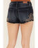 Image #4 - Shyanne Women's Dark Medium Wash Mid Rise Embroidered Stretch Denim Shorts, Dark Medium Wash, hi-res